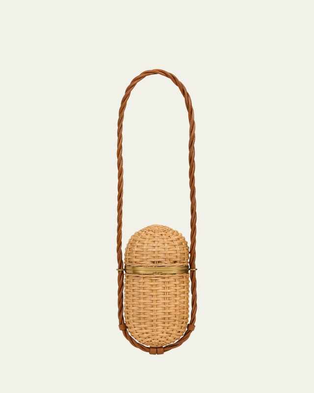 Amulet Woven Rattan Clutch Bag